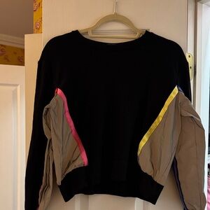 Terez Colorful Sleeve Black Sweater